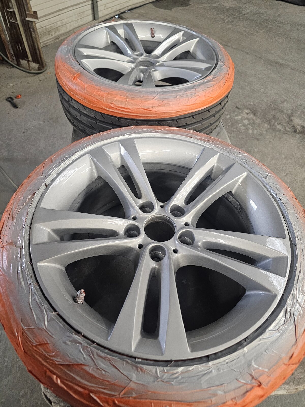 Wheel during surface preparation